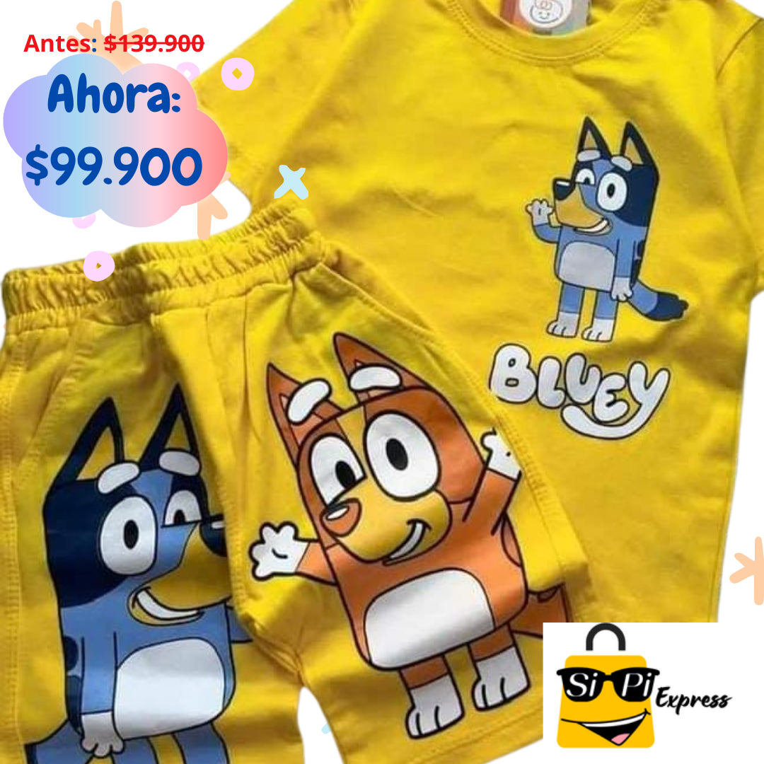 CONJUNTO 2 PIEZAS PANTALONETA Y CAMISETA DE BLUEY