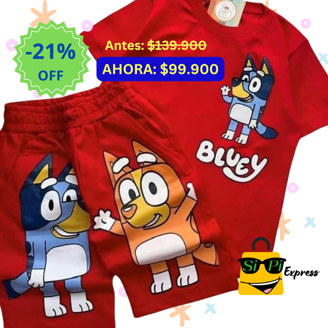 CONJUNTO 2 PIEZAS PANTALONETA Y CAMISETA DE BLUEY