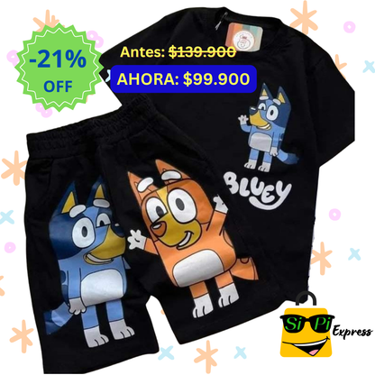 CONJUNTO 2 PIEZAS PANTALONETA Y CAMISETA DE BLUEY