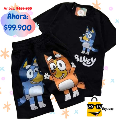 CONJUNTO 2 PIEZAS PANTALONETA Y CAMISETA DE BLUEY